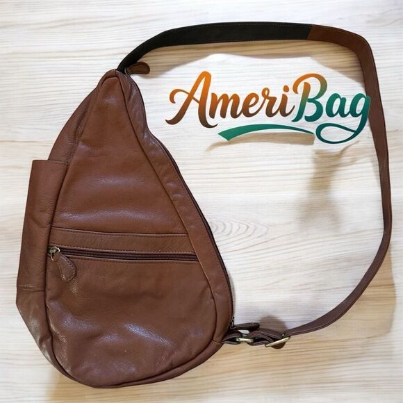 AmeriBag Healthy Back Vintage XS Leather Sling Bag Chestnut Brown Unisex - Picture 1 of 16